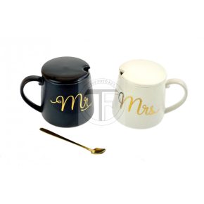 Porcelán bögre szett, MR&MRS