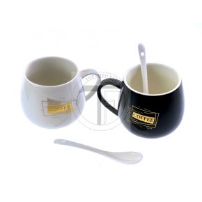 Porcelán bögre szett, CAFFEE BLACK & WHITE