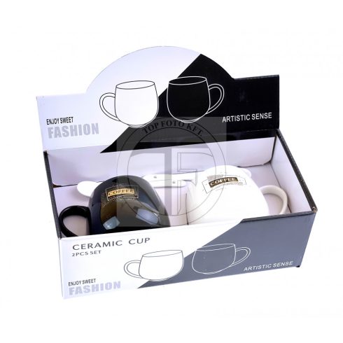 Porcelán bögre szett, CAFFEE BLACK & WHITE