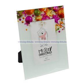 Színes karácsonyi üveg képkeret 10x15 cm