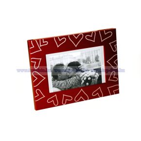 Fém festet, szív diszítésű képkeret 10x15 cm