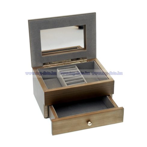 Fa ékszerdoboz tükörrel, fiókkal