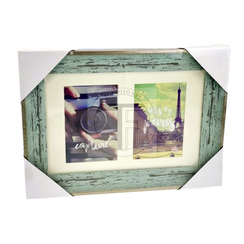 Bilderrahmen aus Kunststoff in Holzoptik mit Passepartout 2/10x15 cm (27x37x2cm)