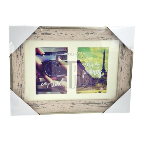 Bilderrahmen aus Kunststoff in Holzoptik mit Passepartout 2/10x15 cm (27x37x2cm)