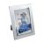Bilderrahmen aus matt-silbernem Metall mit Chromverzierungen, 10 x 15 cm