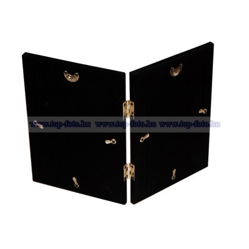 Matt ezüst fém dupla képkeret króm díszítéssel 13x18 cm