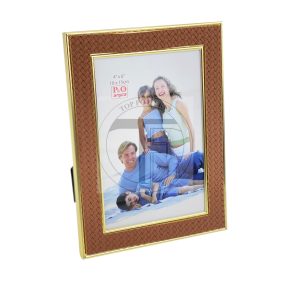 Műbőrből és fémből készült képkeret 10x15  cm