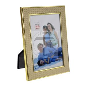 Műbőrből és fémből készült képkeret 10x15  cm