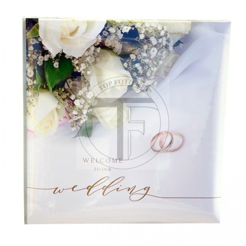 Esküvői, hagyományos, beragasztós (fotósarkos) fotóalbum 29x29 cm 60 oldal