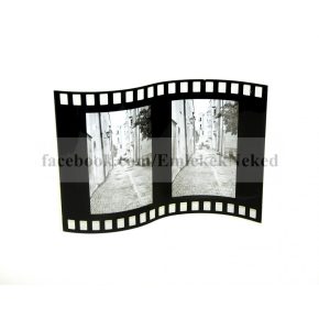   Álló hajlított hullámos dupla festett üveg képkeret 10x15 cm/2 db "film"