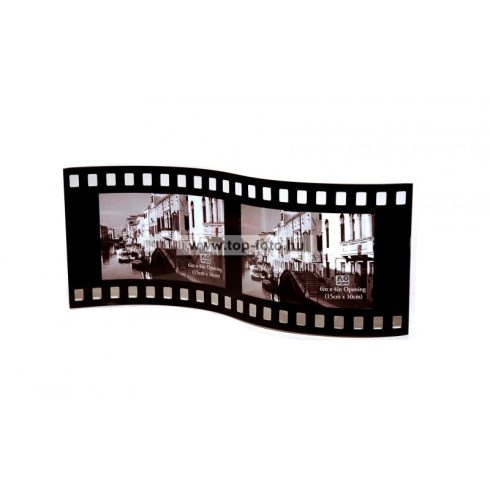 Fekvő hajlított hullámos dupla festett üveg képkeret 9x13 cm/2 db "film"