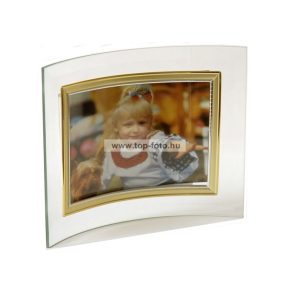   Fekvő hajlított üveg képkeret arany-ezüst szegéllyel 13x18 cm