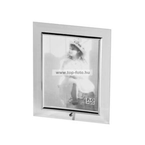 Álló üveg képkeret ezüst szegéllyel 10x15 cm