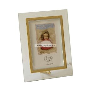 Álló üveg képkeret arany-ezüst szegéllyel 13x18 cm