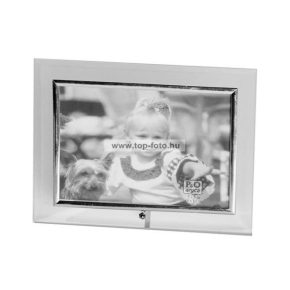 Fekvő üveg képkeret ezüst szegéllyel 9x13 cm