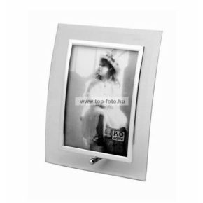 Álló hajlított üveg képkeret ezüst szegéllyel
