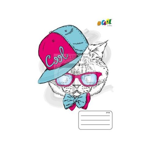 Füzet, tűzött, A5, kockás, 32 lap, COOL BY VICTORIA , "Funky animals", "27-32"