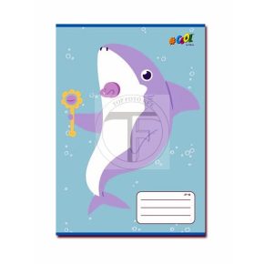   Füzet, tűzött, A5, kockás, 32 lap, COOL BY VICTORIA, "Baby shark", "27-32"