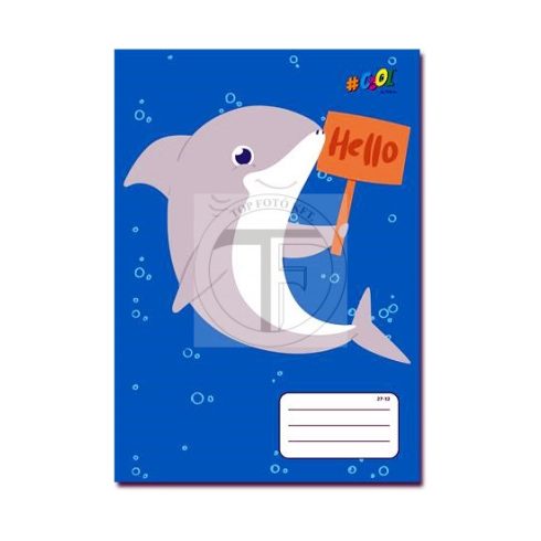 Füzet, tűzött, A5, kockás, 32 lap, COOL BY VICTORIA, "Baby shark", "27-32"