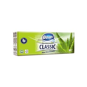   Papiertaschentücher, 3-lagig, 10x10 Stück, OOOPS „Classic“, Aloe Vera Packung