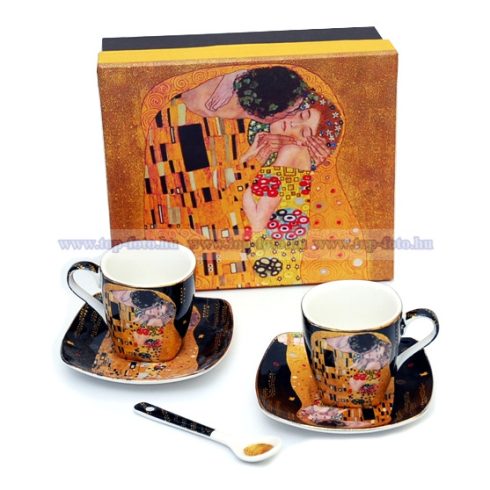 Gustav Klimt porcelán 2 személyes kávéskészlet díszdobozban