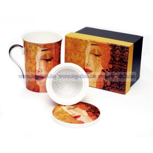 Gustav Klimt porcelán bögre szűrővel díszdobozban