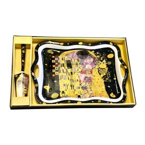   Klimnt porcelán süteményes tálca díszdobozban. (fekete) 