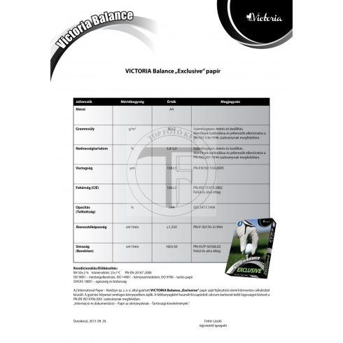 Másolópapír, A4, 80 g, VICTORIA "Balance Exclusive"