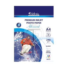   Fényes fotópapír, tintasugaras, 20 db/csomag, A4, 240 g, VICTORIA "Advanced"