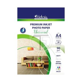   Matt fotópapír, 20 db/csomag, tintasugaras, A4, 90 g, VICTORIA "Universal"