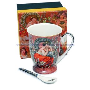 Alfons Mucha porcelán bögre díszdobozban 2,8 dl