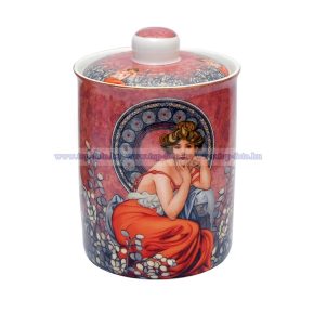 Alfons Mucha porcelán konyhai tároló díszdobozban