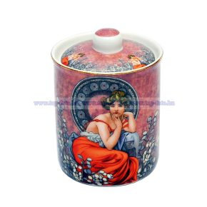Alfons Mucha porcelán konyhai tároló díszdobozban