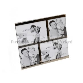 Krómozott fém osztott képkeret üveglappal 23x26 cm