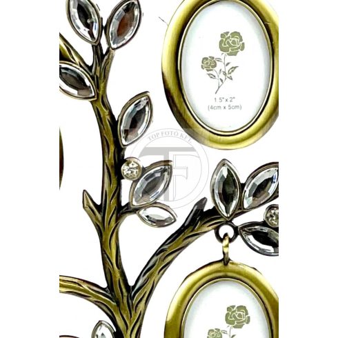 Családfa 12 képes bronz színű  strasszkő berakással