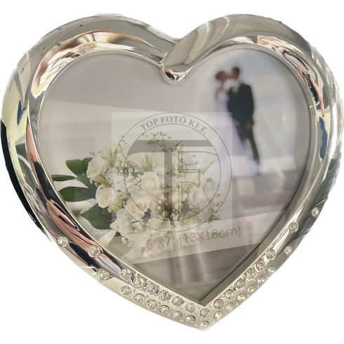 Esküvői szív alakú fényképtartó 13x18 cm