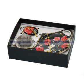   England Collection porcelán filtertartó, fémszűrővel teáskészlethez díszdobozban 