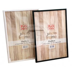   Fém hatású festett műanyag képkeret fehér, fekete színben 21x30 cm