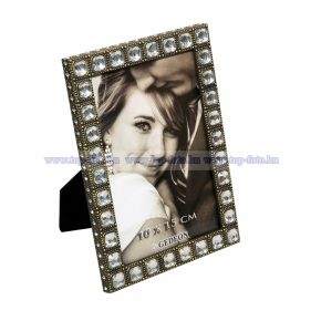 Bronz fém képkeret strasszkővel 10x15 cm