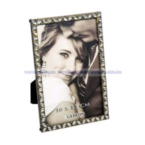 Bronz fém képkeret strasszkővel 10x15 cm