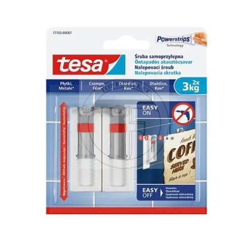 Akasztócsavar, öntapadó, állítható, TESA "Powerstrips®", sima felületre